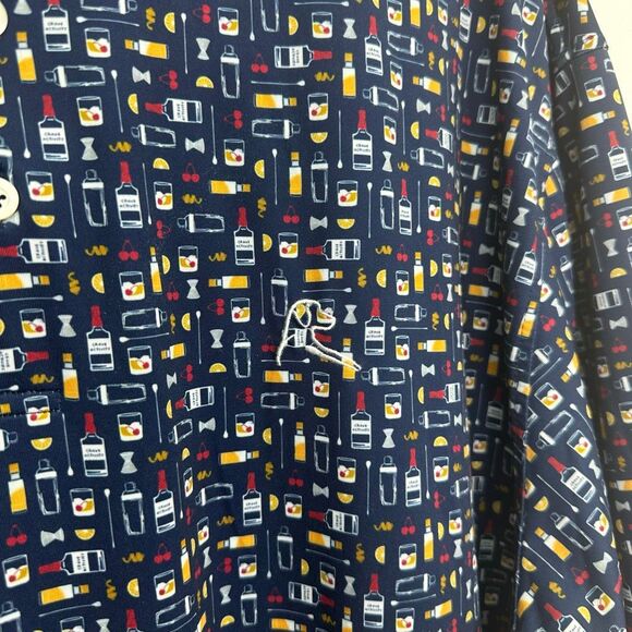 Rhoback Men’s Admirable Navy The Old Fashioned All Over Novelty Printed Short Sl - Picture 5 of 9